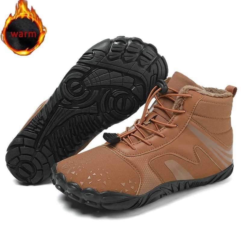Winter Unisex Barefoot Snow Boots Plush Warm Ankle Boots Men Women Nonslip Outdoor Waterproof Hiking Shoes Casual Cotton Shoes J251007