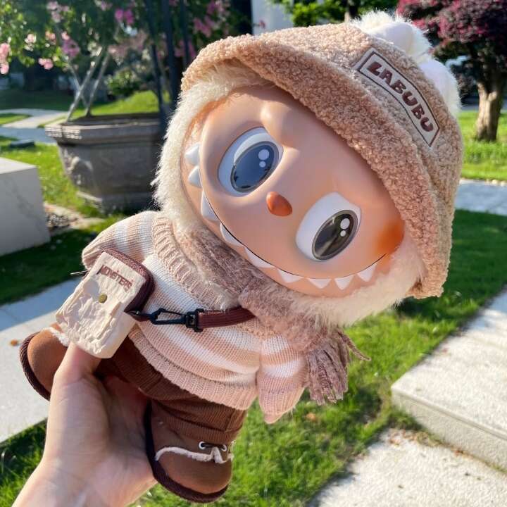 38Cm Big Labubu Doll Dress Be Latte Vinyl Plush Doll Action Figure Original Overalls Stuffed Toy Figurine Bust Pop In Stock