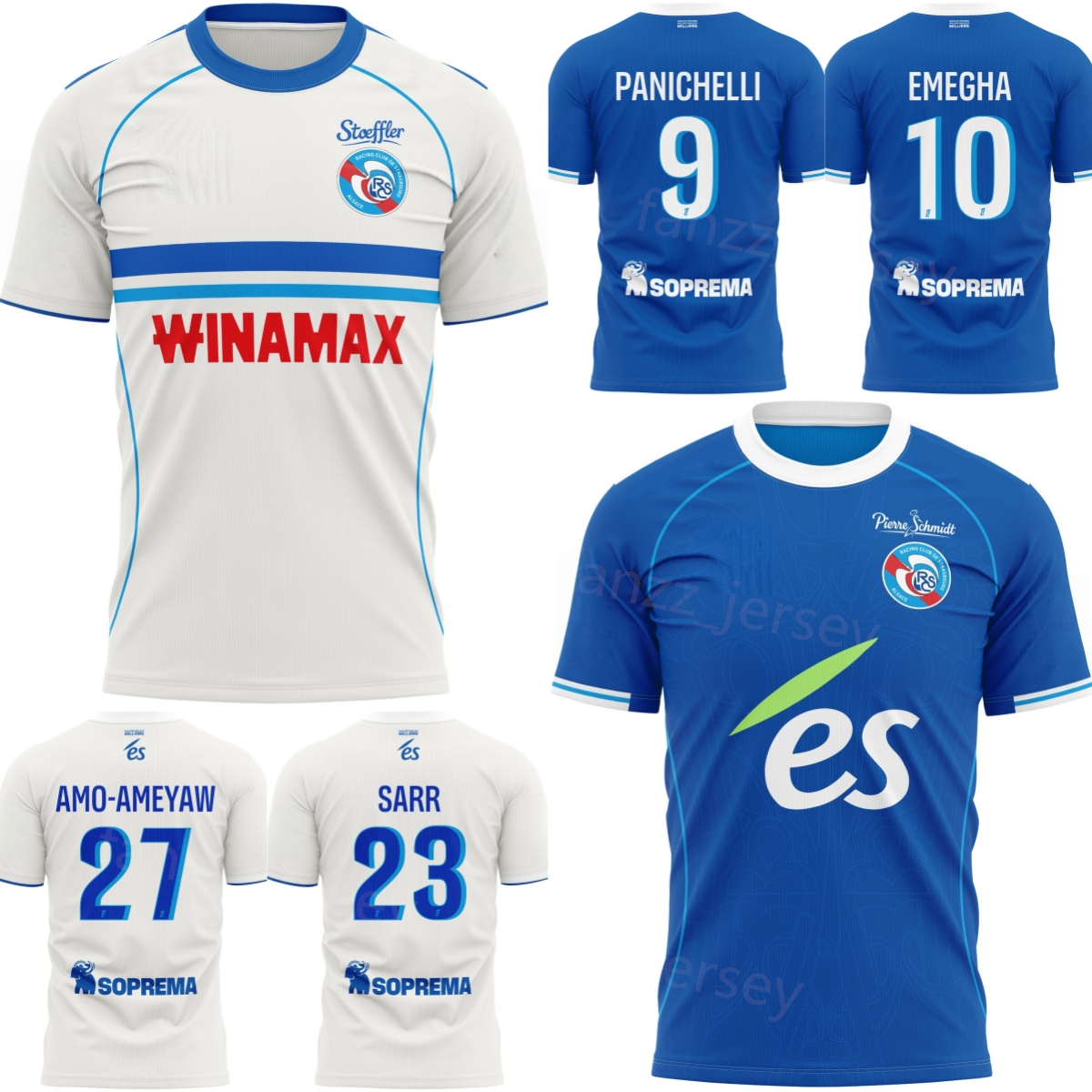 Club Soccer Strasbourg Jerseys 2025 2026 Mans 9 PANICHELLI 27 AMO-AMEYAW 10 EMEGHA 23 SARR 39 PENDERS 7 MOREIRA 42 OUATTARA BARCO PAEZ EL MOURABET Football Shirt Kits