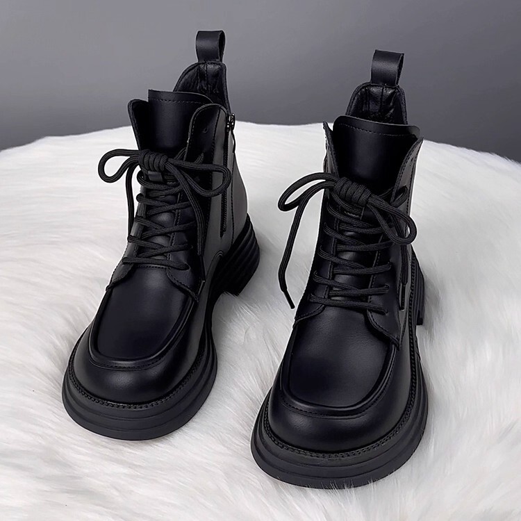 Soft Leather Wool Lining Warm Cotton trend Boots Luxurious Shoes Autumn And Winter New Designer Shoes New Thick Soled Short Boots Flat Soled Shoes - view 5