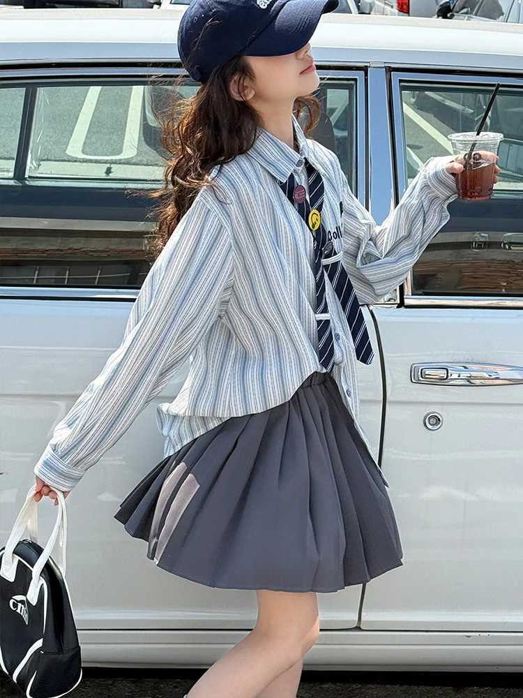 Girls College Style Shirt 2025 Autumn New Style Childrens Fashionable Shirt Childrens Clothing Top C251007