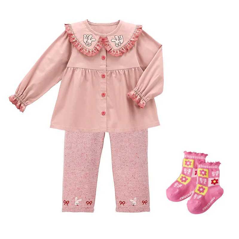 New Spring and Autumn Girl Cartoon Cute Little Rabbit Embroidered Doll Collar Shirt C251007