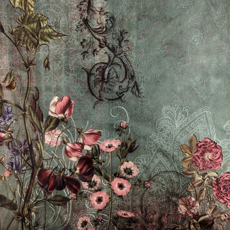 Women's Vintage Floral Print V-Neck T-Shirt - Casual Short Sleeve Milk Silk Top for Vacation-CF53585