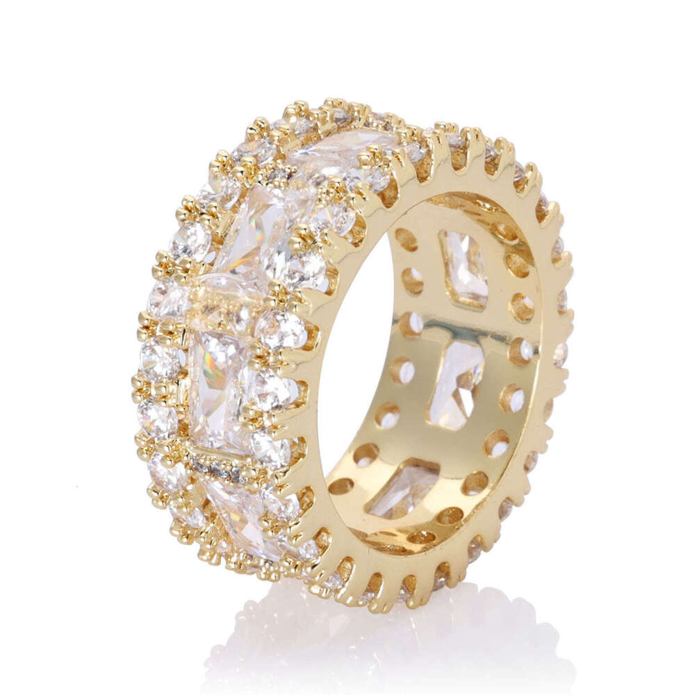 Mixed Inlay T Square High-End Fashion Hip-Hop Ring for Men