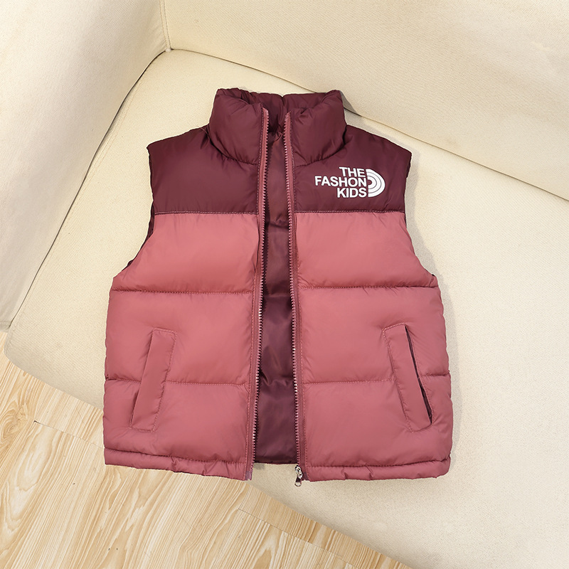 Free Shipping 2025 Casual Sports Vest, Color-Blocked Quilted Padded Vest with Stand Collar, Boys Girls Sleeveless Jacket