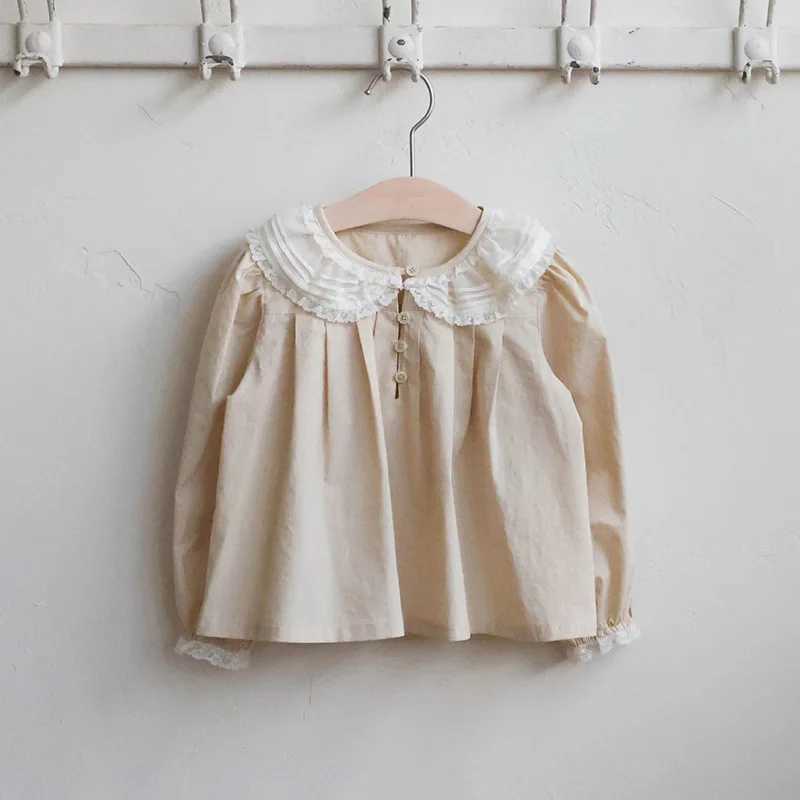 2025 Autumn New Korean Children and Girls Foreign Style Lace Doll Collar Longsleeved Shirt Fashion Casual C251007
