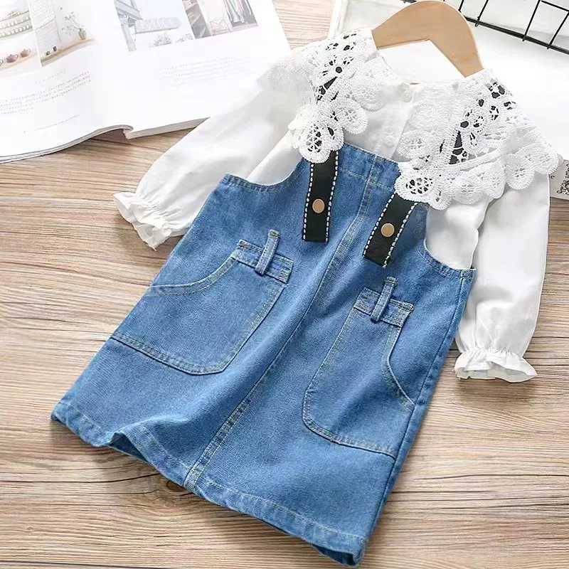 2025 Spring Baby Girls Lace Blouses Kids Button Up White Shirts Doll Collar Tops Autumn 1 To 12Yrs Childrens Casual Clothing C251007