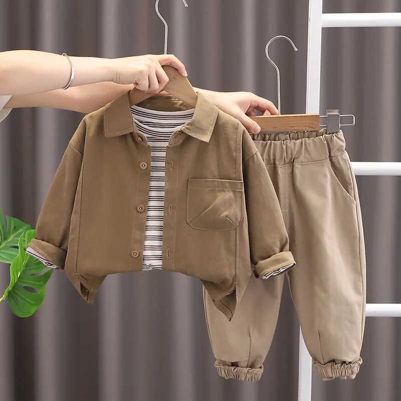 3Pcs Set Kids Boys Outfit Coat Stripe Tshirt Pants Suit Spring And Autumn Outwear Clothing Fashion Children Boy Clothing C251007