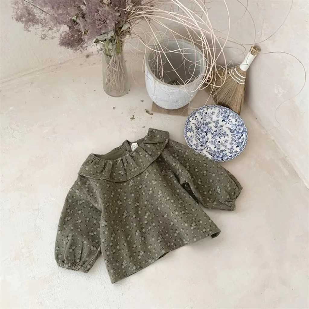 WT22425 Children Clothing SpringAutumn Flower Soft Shirt for Newborn Baby Elegant Doll Collar Long Sleeved Top for Toddler Girl C251007