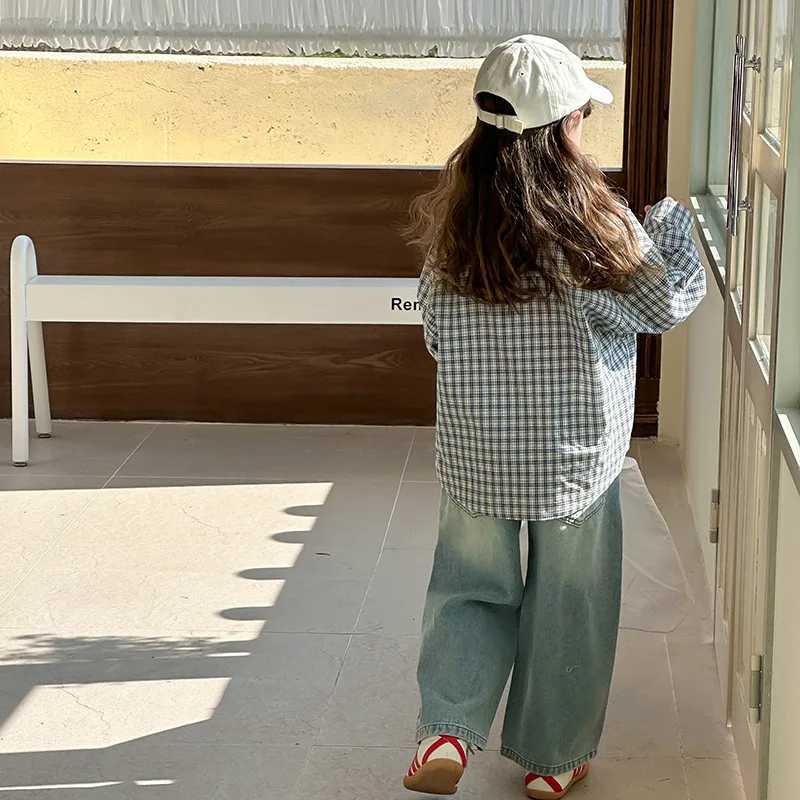 Childrens Plaid Shirt Spring New Korean Fashionable Casual Allmatch Plaid Shirt Coat Kids Clothes Girls C251007