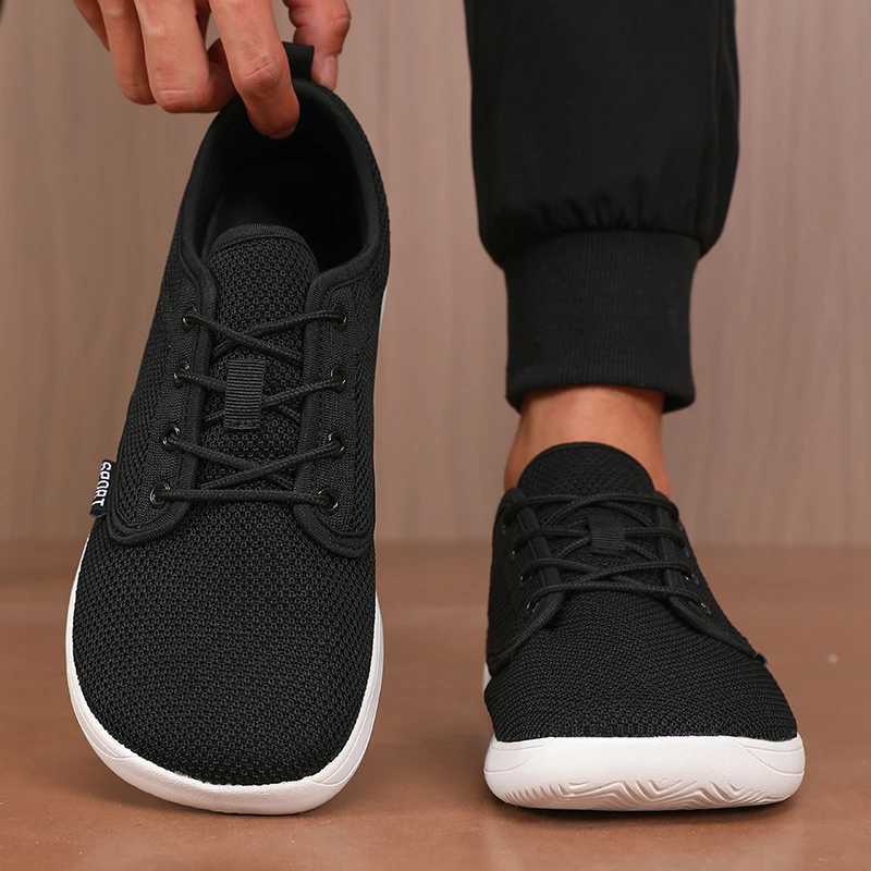 Mens Shoes Sneakers Wide Toe Barefoot Casual Wide Last Fashionable Canvas Black Flat Board Shoes Breathable Mesh Mens Shoes J251007