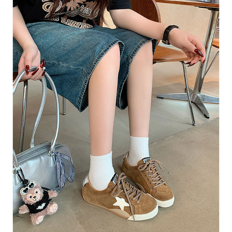 Premium Luxury Shoes 2025 Women's Genuine Leather Sneakers with Star Print Breathable Soft Sole Flat Fashion Shoes Free Shipping