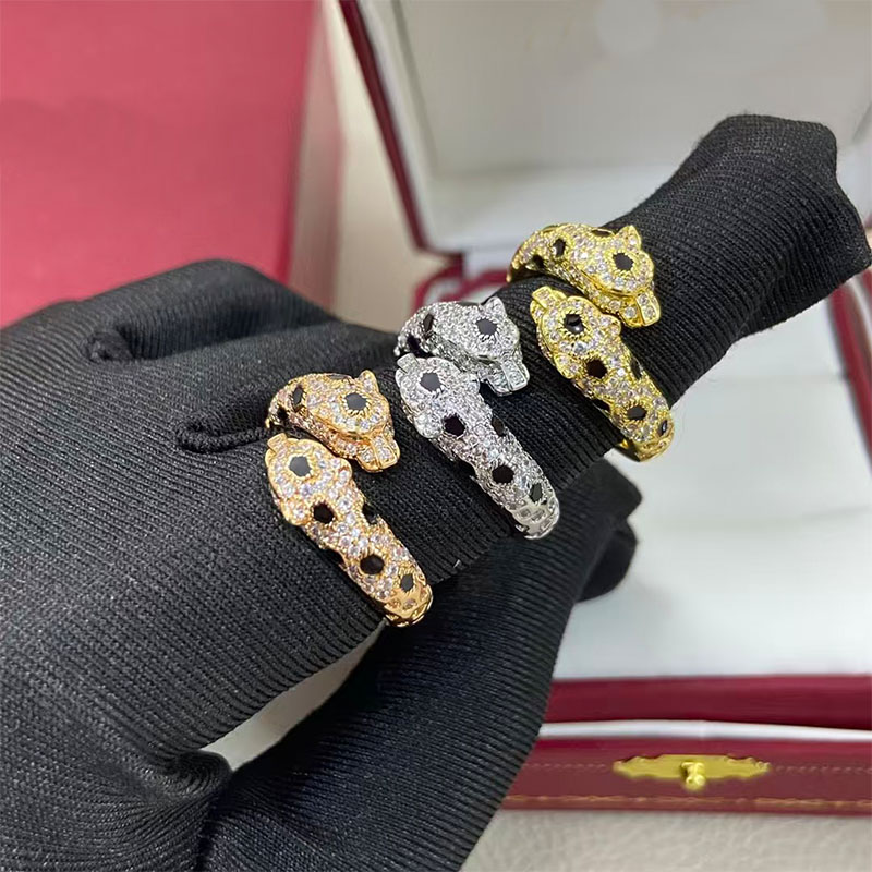 Luxury High Quality Head and Tail Diamond Open End Ring Brand Love Ring Couple Stainless Steel Designer Jewelry for Men and Women Christmas Gifts