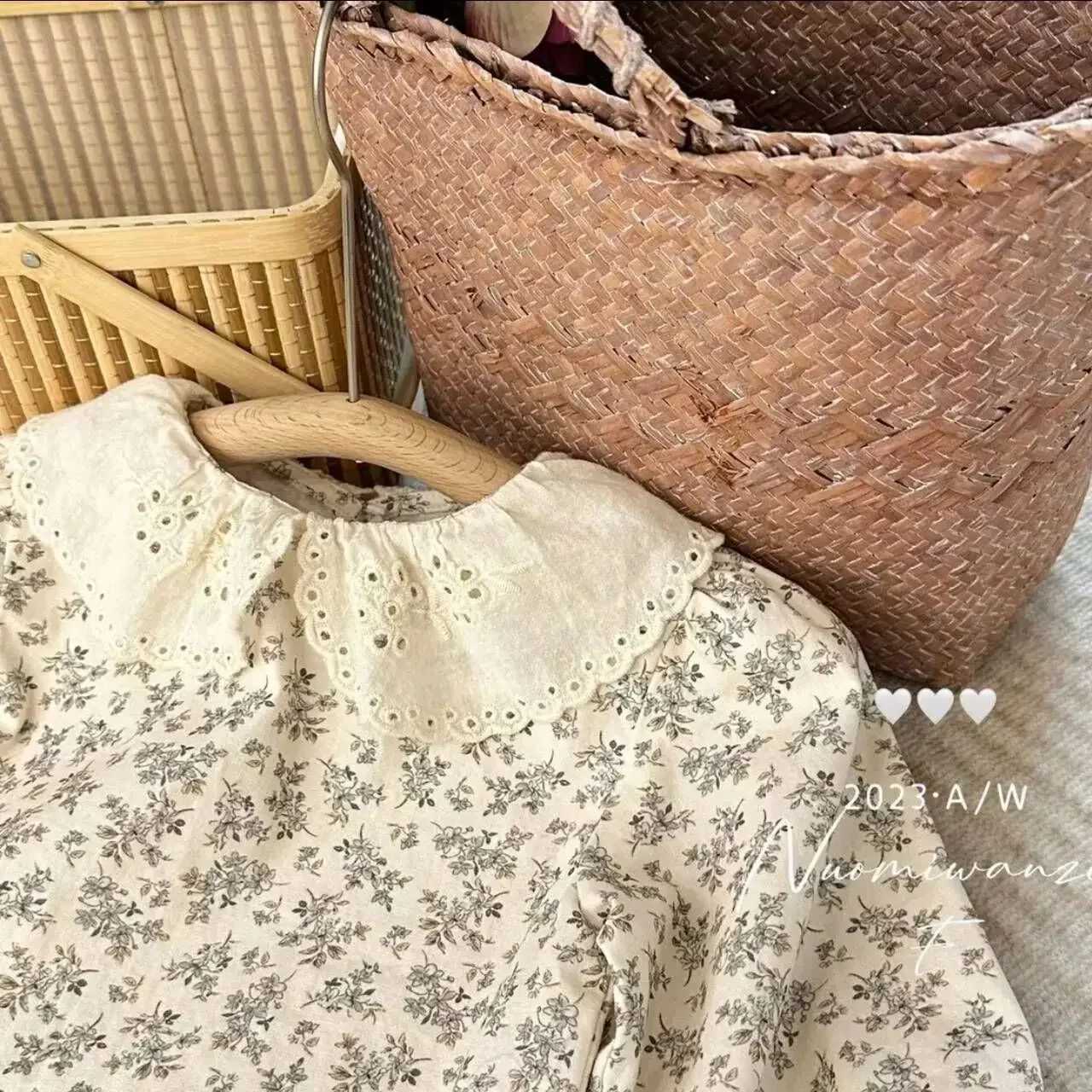 Lime Korean Version of Foreign Style Girl Floral Shirt Spring and Autumn 24 New Fashionable Baby Girl Retro Shirt Top C251007