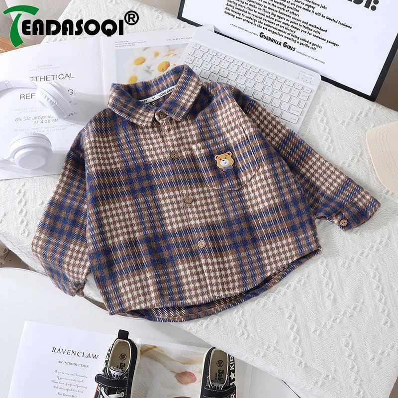 29Y Childrens Plaid Shirt Clothing For Boys And Girls Autumn Winter Long Sleeve Lapel Single Breasted Cardigan Base TShirt C251007