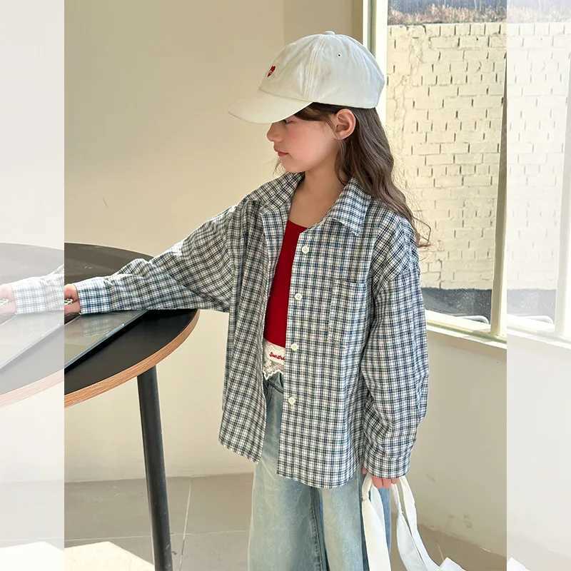 Childrens Plaid Shirt Spring New Korean Fashionable Casual Allmatch Plaid Shirt Coat Kids Clothes Girls C251007
