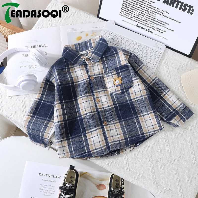 29Y Childrens Plaid Shirt Clothing For Boys And Girls Autumn Winter Long Sleeve Lapel Single Breasted Cardigan Base TShirt C251007