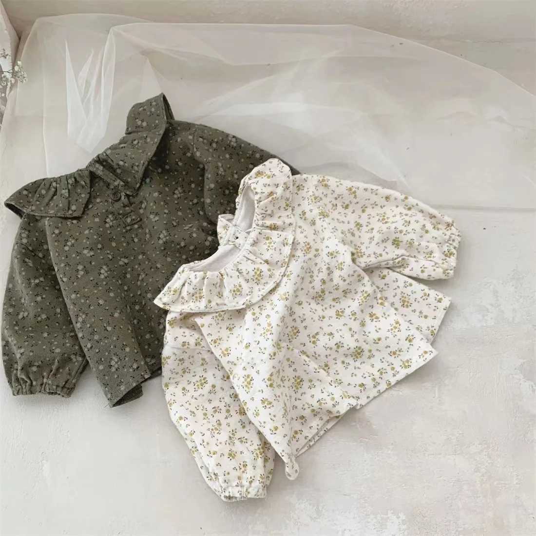WT22425 Children Clothing SpringAutumn Flower Soft Shirt for Newborn Baby Elegant Doll Collar Long Sleeved Top for Toddler Girl C251007