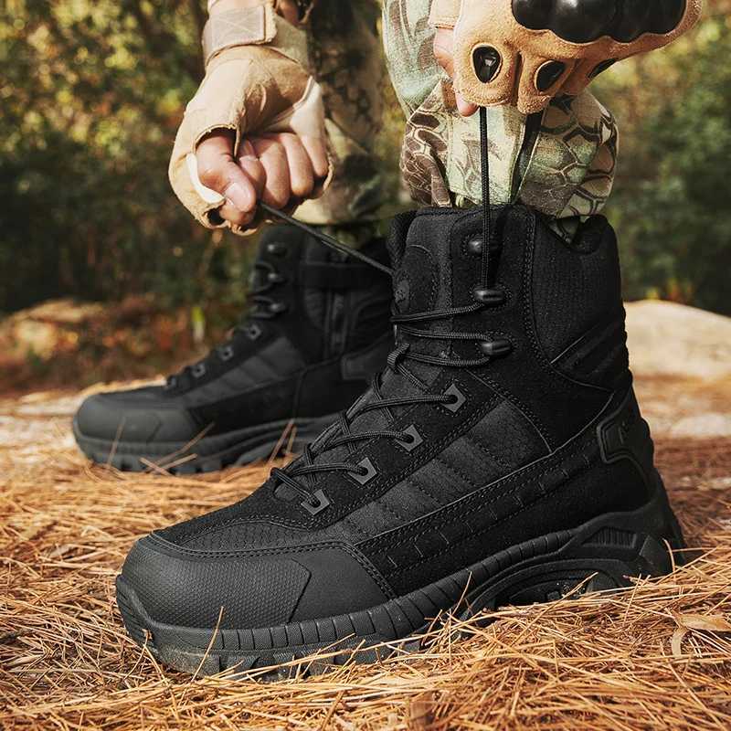 Mens Boots High Quality Hiking Boots Mens Outdoor Boots Non Slip High Top Training Boots Mens Plus Size Jungle Hunting Boots J251007