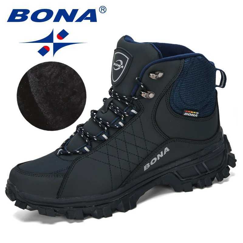 BONA New Designers Men Ankle Hiking Boots Plus Size Fashion Classic Trekking Footwear Outdoor Plush Winter Boots Man Comfy J251007