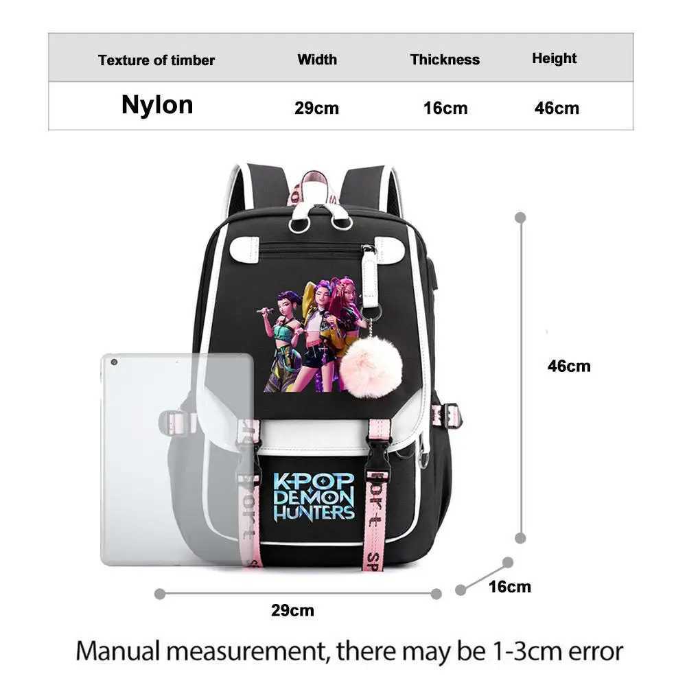 KPop Demon Hunters Backpack Teenagers Daily Backpack Hot Movie Huntrix Demon Hunters 2025 Laptop Usb Port Bag For Girl Boy L251007