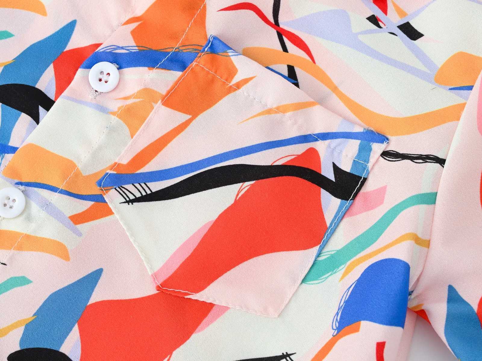 New summer girls and children casual sweet and lovely multicolor printing fashion shortsleeved baby thin Korean lapel shirt C251007