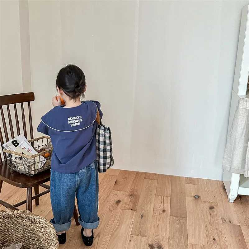 4937C Childrens Clothes Girls Shirt Spring New Large Lapel Washed Cotton Girls Shirt 17Year Childrens Shirt Blouse C251007