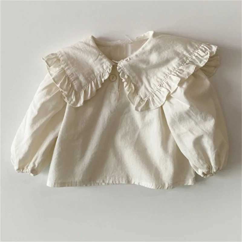 Childrens Clothing 2025 Korean Fashionable Spring Clothing New Top for Girls Babies Lace Lapel Base Casual Shirt C251007