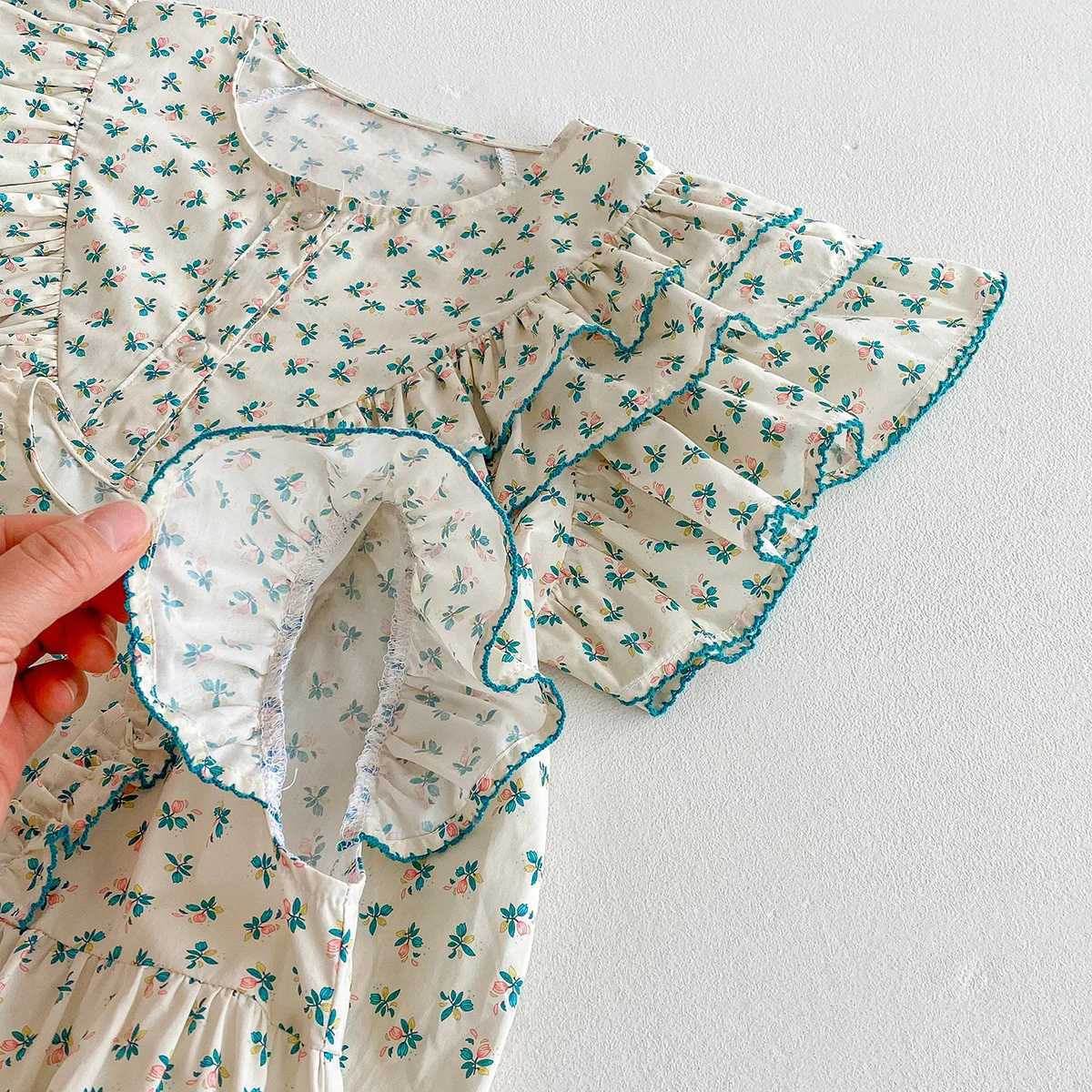 Girls Summer Floral Blouses kids Ruffles Loose Breathable Shirt tops toddler Lace Shirt for Girls Shirts Tops Children Clothing C251007