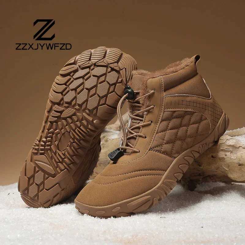 2024 New Winter Boots for Men Snow BareFoot Women Outdoor Nonslip Warm Fur Casual Sneakers Plus Size Ankle Boots Hiking Shoes J251007