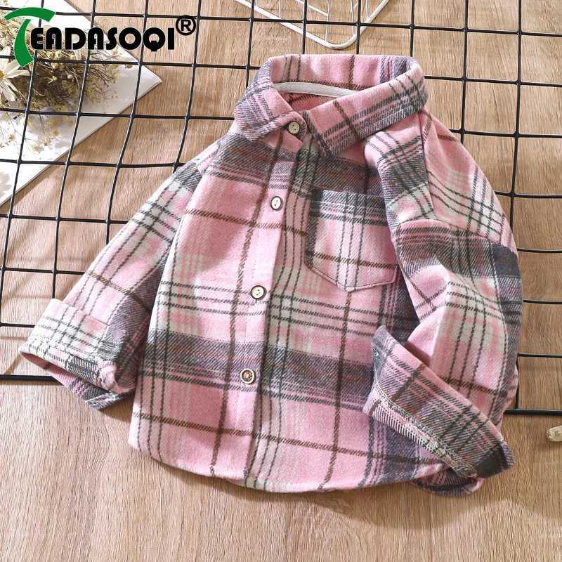 29Y Kids Boys Girls Spring Fall Vintage Plaid Shirt Cotton Clothing Long Sleeve Lapel Single Breasted Cardigan Base Tshirt C251007