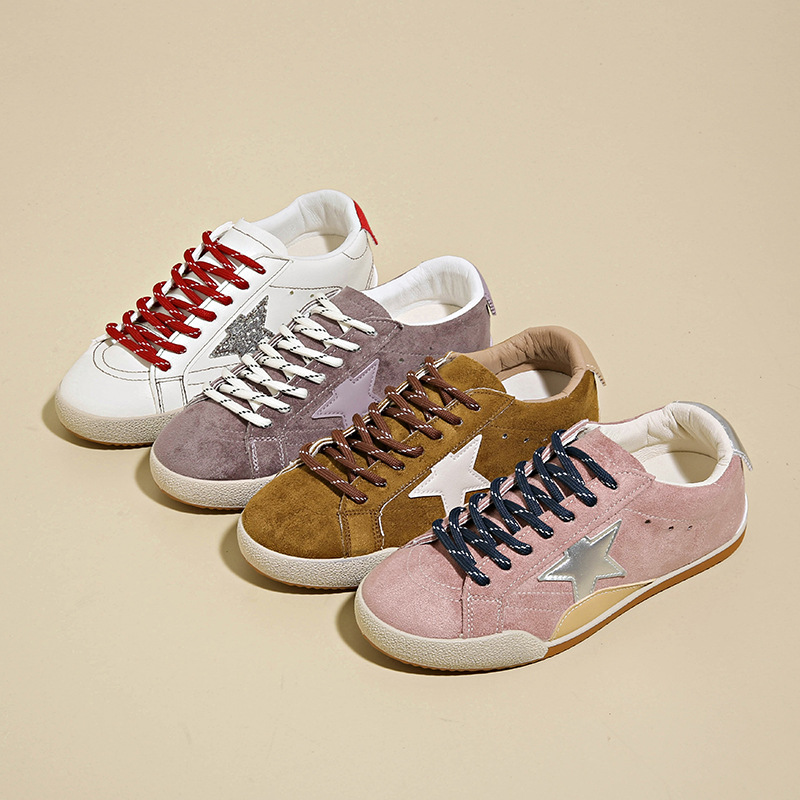 Fashion Street Photography Style New Star Pattern Design Versatile Breathable Skate Shoes Trend Color Block Casual Shoes Yellow Brown Pink Purple