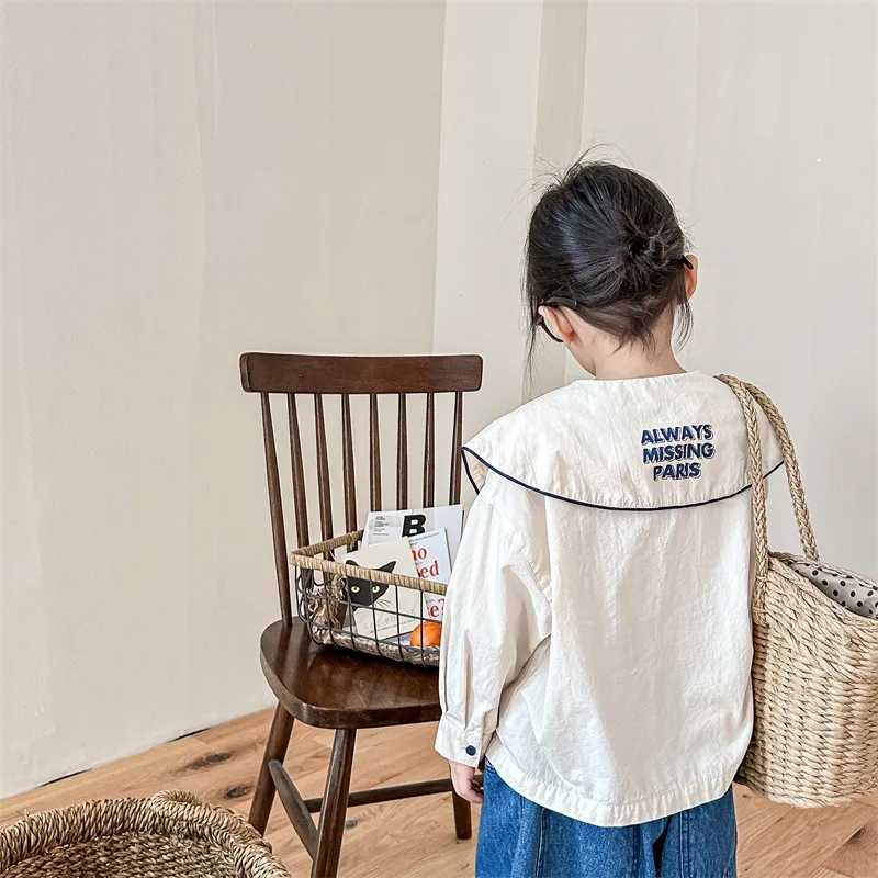 Spring Korean Style Baby Girls Cute Blouses Letters Printed Long Sleeve Loose Tops Children Casual Shirts C251007