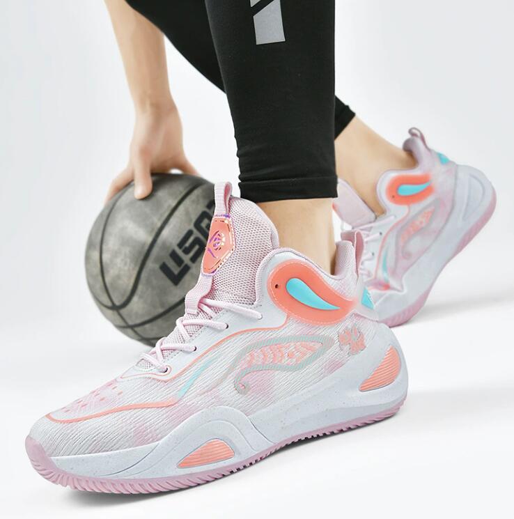 New mandarin duck basketball shoes men's leather high top sports shoes women's teenagers primary and secondary school students and children&