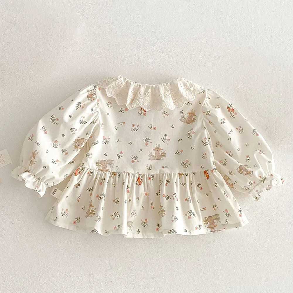 Girls Blouse Floral Cotton Collar Spring Toddler Long Sleeve Tops Princess 1st Birthday Kids Shirts Childrens Clothing C251007