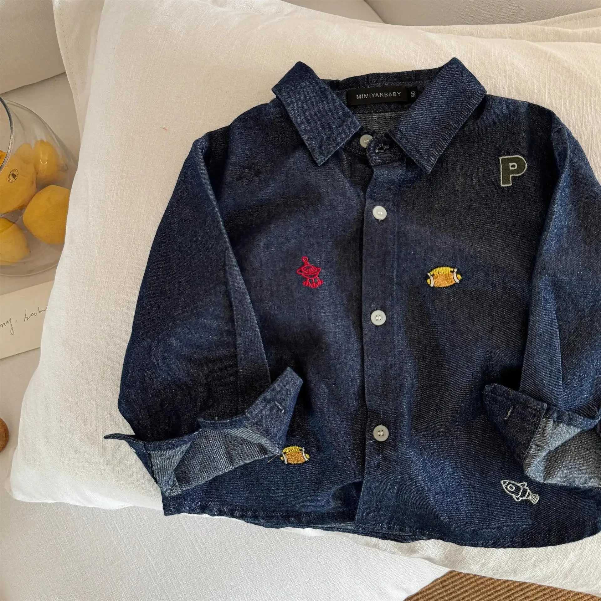 Baby Girls Boys Jean Blouses Kids Blue Shirts 2025 Spring Autumn Tops 1 To 6Yrs Childrens Korean Style Clothing C251007