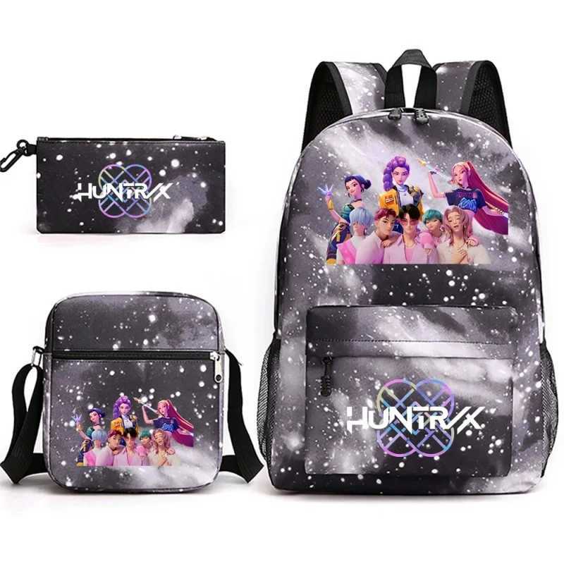 Kpop Demon Hunters Print Student Backpack Pencil Case Set For Student Kpop Anime GirlS Birthday Gift L251007