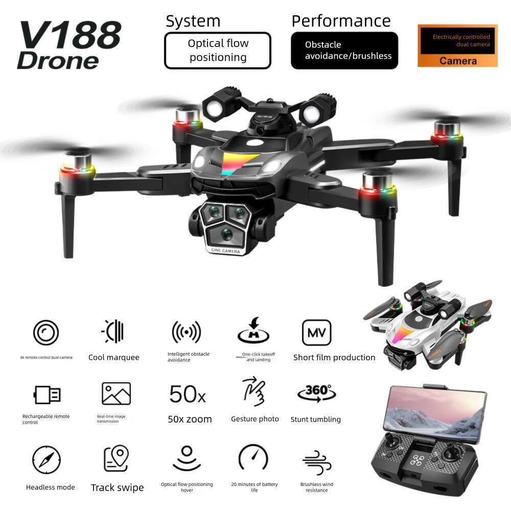 New Product V Drone Brushless Aerial Photography Quadcopter Long Endurance K Obstacle Avoidance Remote Control Aircraft Toy