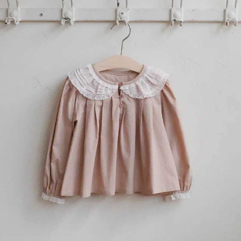 2025 Autumn New Korean Children and Girls Foreign Style Lace Doll Collar Longsleeved Shirt Fashion Casual C251007