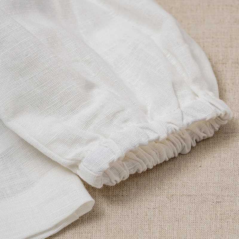 Chic Back Bow Tie Linen Shirt Girls 2025 New Solid Color Casual Loose Baby Kids LongSleeved Blouse Autumn Clothes C251007