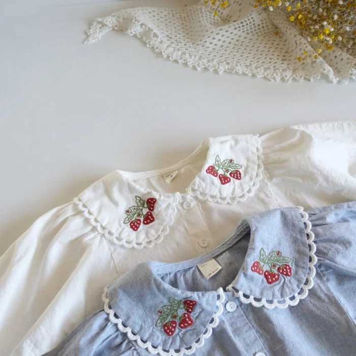 Korean Version of Girls Baby Spring and Autumn Pure Cotton Lapel Versatile Shirt Infant Soft Casual Lace Cardigan C251007