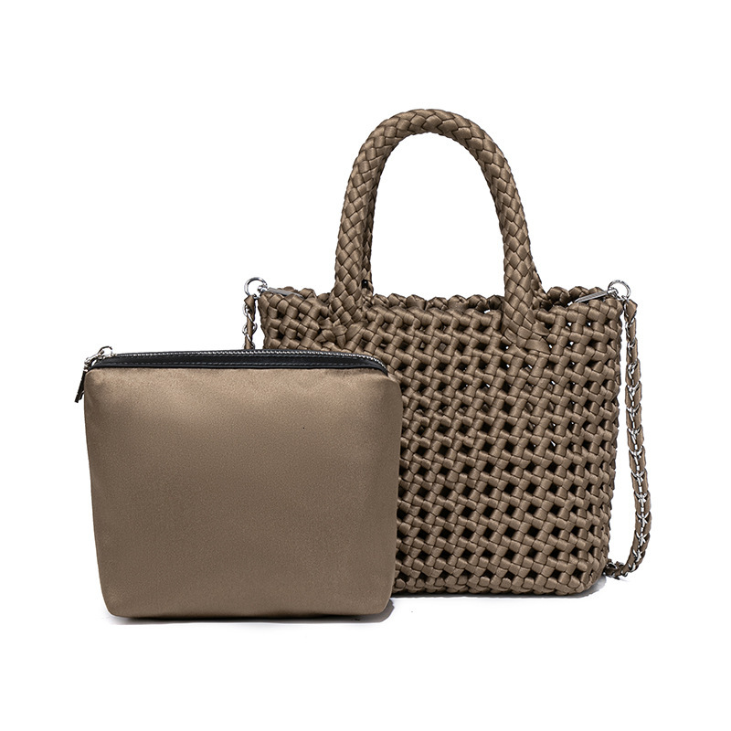 New Handmade Woven High-End Hollow Out Basket Handbag Tote Chain Crossbody Bag
