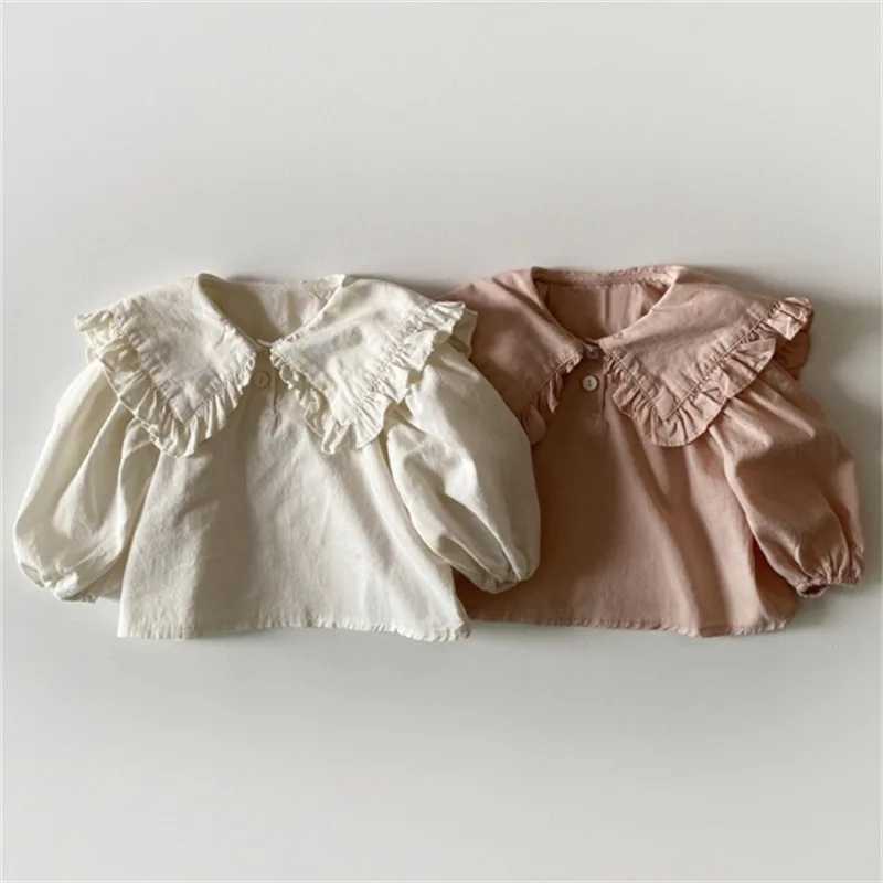 Childrens Clothing 2025 Korean Fashionable Spring Clothing New Top for Girls Babies Lace Lapel Base Casual Shirt C251007