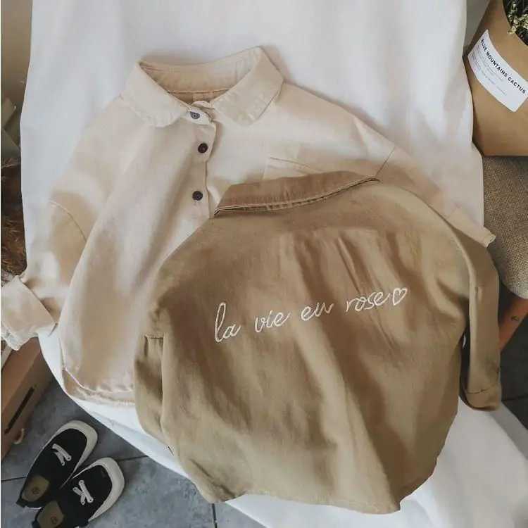 2025 Autumn Kid Boy Shirts Japanese Style Solid Long Sleeve Children Boys Shirts Loose Turn Down Collar Little Boys Long Sleeves C251007