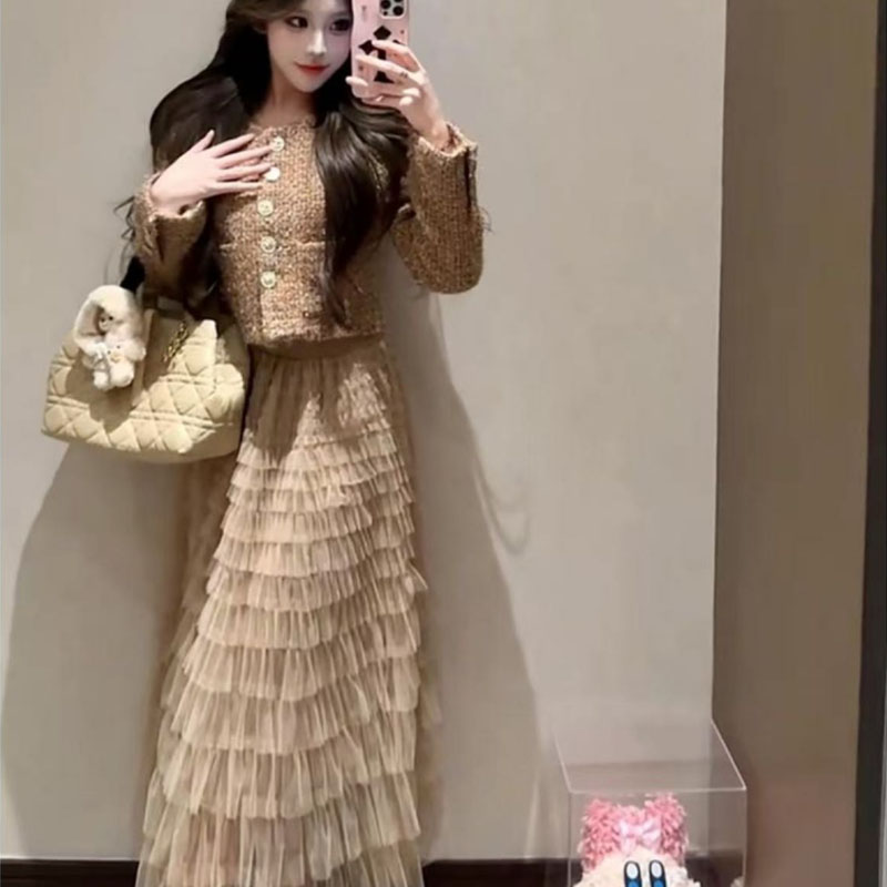 25 Latest Designer Short Coat, Coat, Small Fragrant Wind Mesh Half Body Long Dress, High End Temperament Set for Women