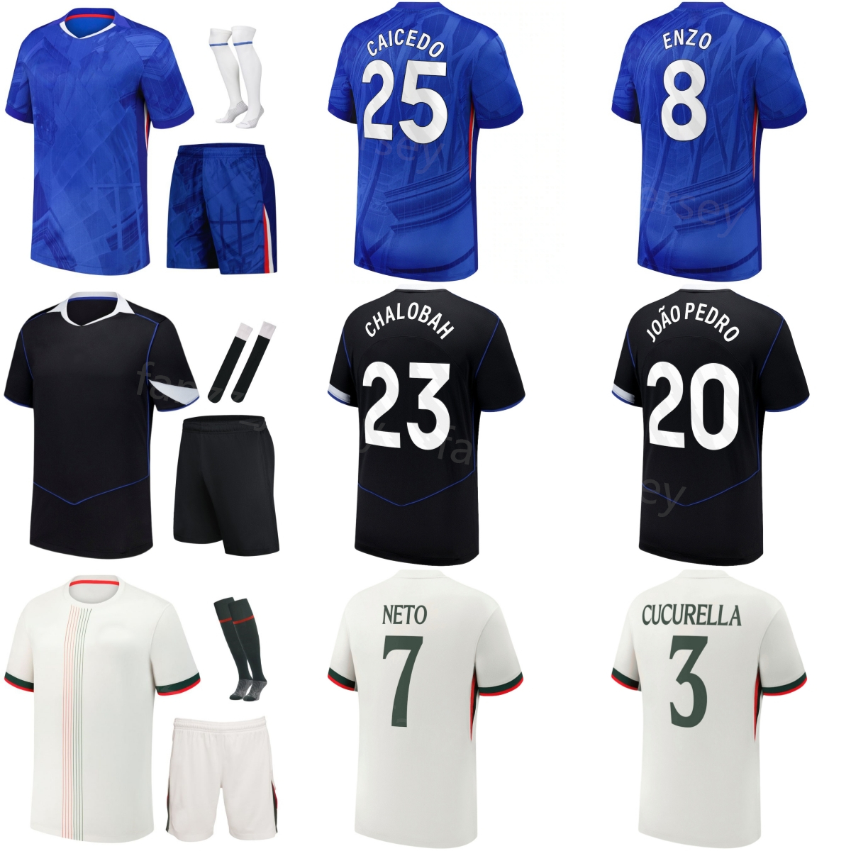 Club Team 2025/2026 Soccer 20 Joao Pedro Jerseys 7 Pedro Neto 1 Robert Sanchez 8 Enzo Fernandez 3 Marc Cucurella 25 Moises Caicedo Football Shirt Kits Men Kids QieErXi