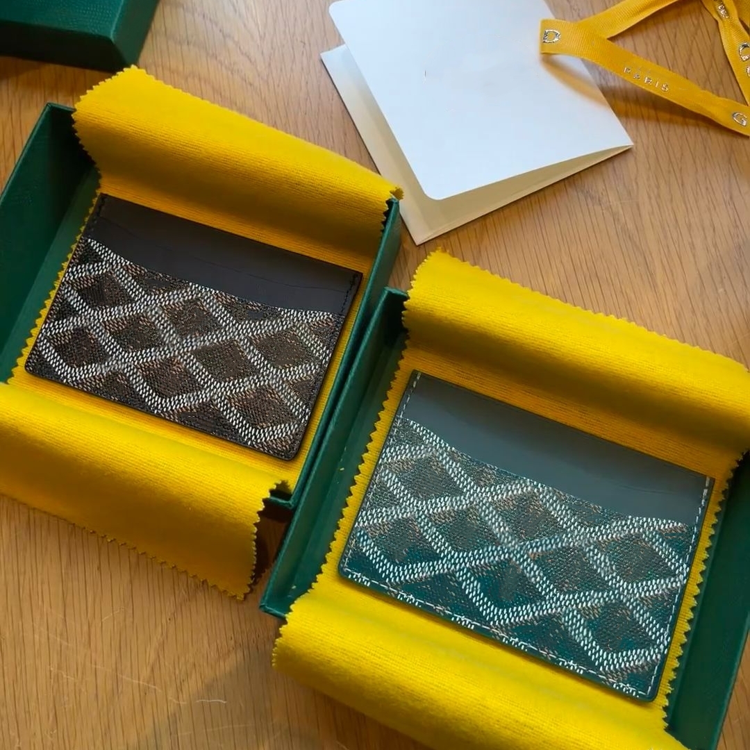 Genuine Leather 5AAA designer Card Holders gooyaa purse Letter pouch ID Case Pocket women Men Bag vintage wallet Pebble Cardholder Credit Card Thin Bus Card with box