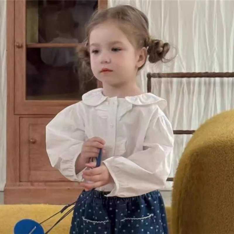 New Doll Collar Shirt Korean Version Childrens Clothing 2025 Autumn Girls Cotton Soft and Stylish Long Sleeved Shirt C251007