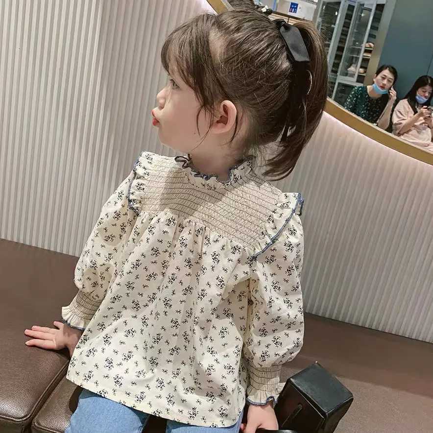 Childrens Shirts Floral Print Long Sleeve Doll Children Shirts Girls Blouse Kids Clothes for 2 To 7 Years Toddler Girl Clothes C251007