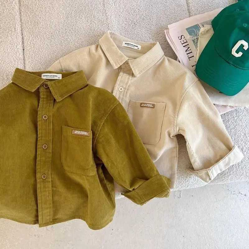 Kids Blouses Spring New Corduroy Baggy 2025 Fashion Korean Long Sleeve Simple Style Casual C251007